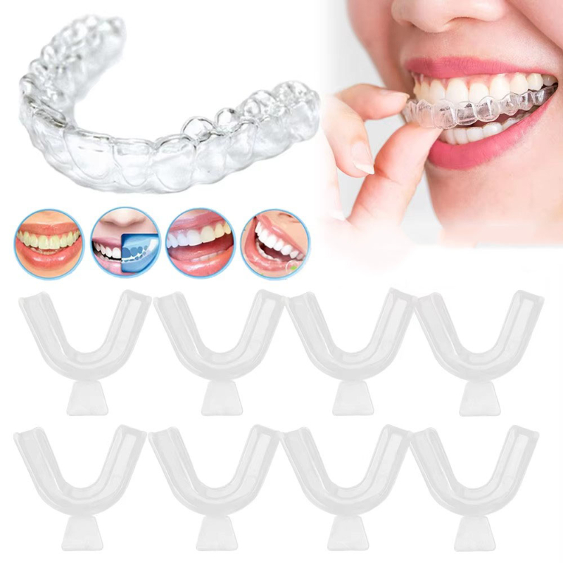 Teeth Whitening With Braces - 1/3/6 คู่ ที่ครอบฟันซิลิโคน ที่ครอบฟันสำหรับนอนหลับ ชุดอุปกรณ์จัดฟันสำหรับผู้มีภาวะนอนกัดฟัน ป้องกันการนอนกรน