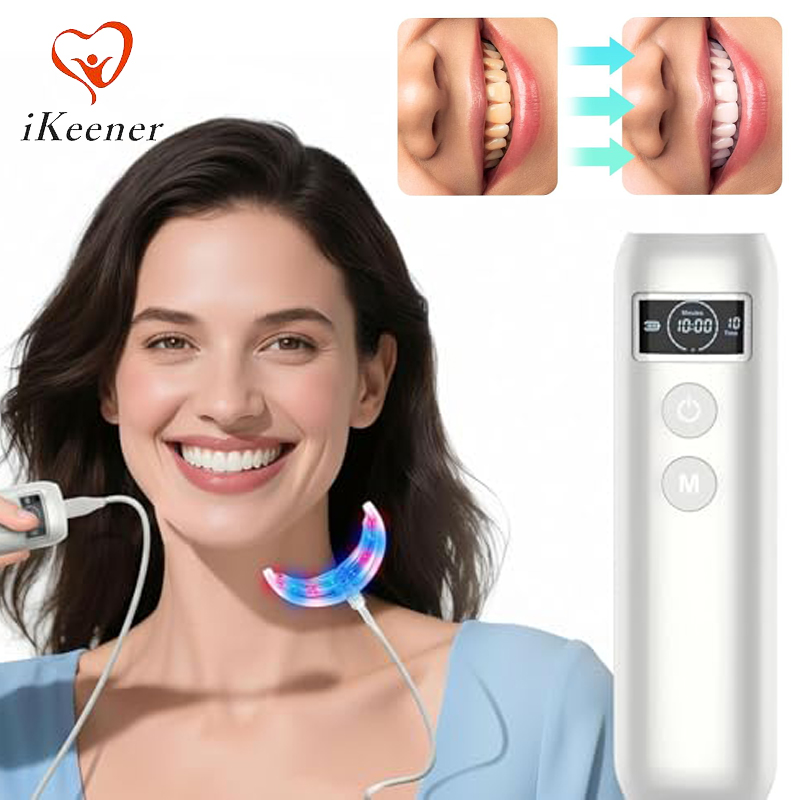 Teeth Whitening Gum - เครื่องเร่งฟอกสีฟัน 16 LED แสงสีแดงและสีน้ำเงิน พร้อมถาดใส่และตัวตั้งเวลา ช่วยฟื้นฟูสุขภาพเหงือก