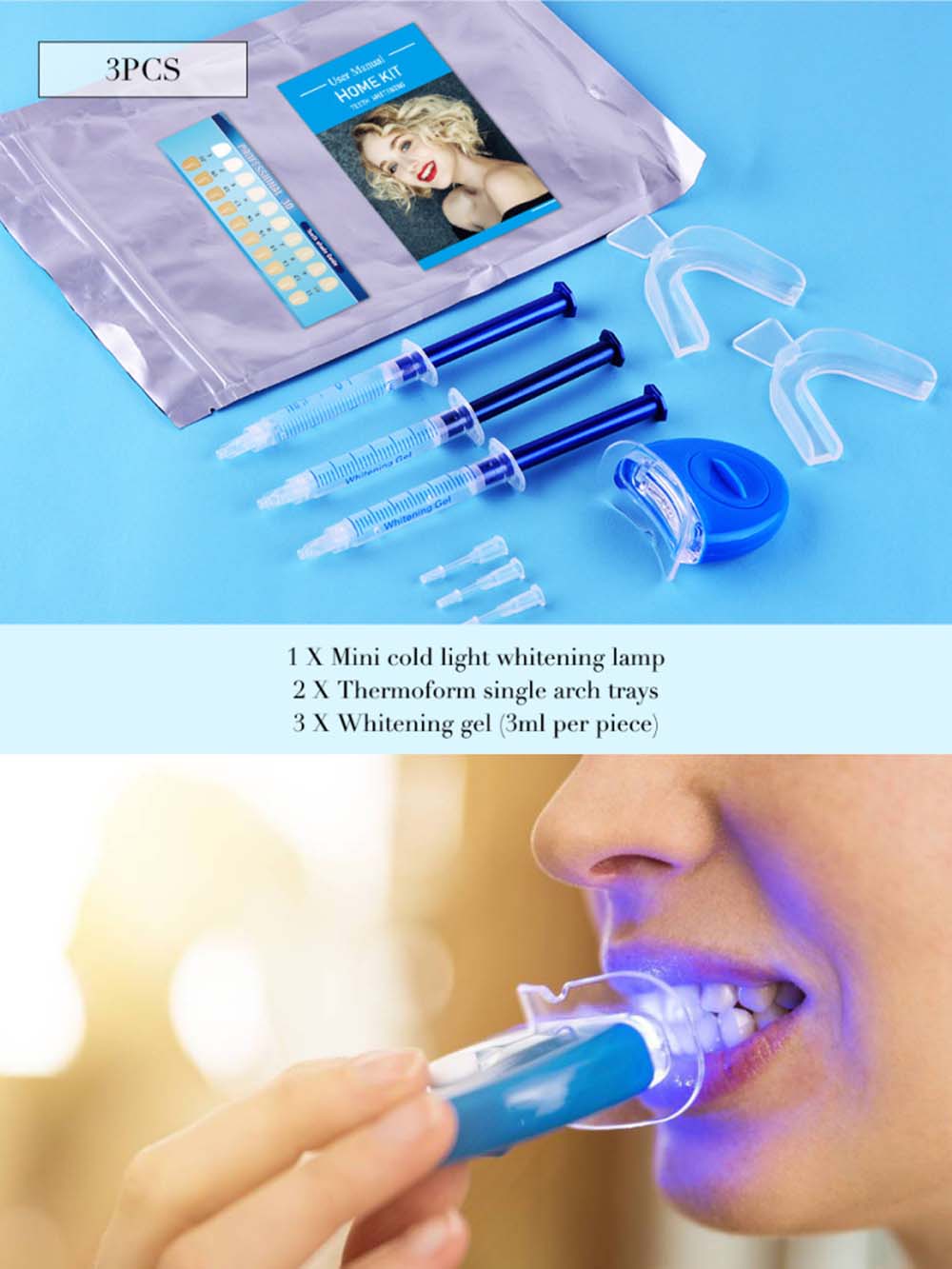 Teeth Whitening Gels - ชุดเจลฟอกสีฟอกสีฟันเปอร์ออกไซด์พร้อมไฟ LED สำหรับมืออาชีพชุดฟอกสีฟันรอยยิ้มสีขาวสดใส