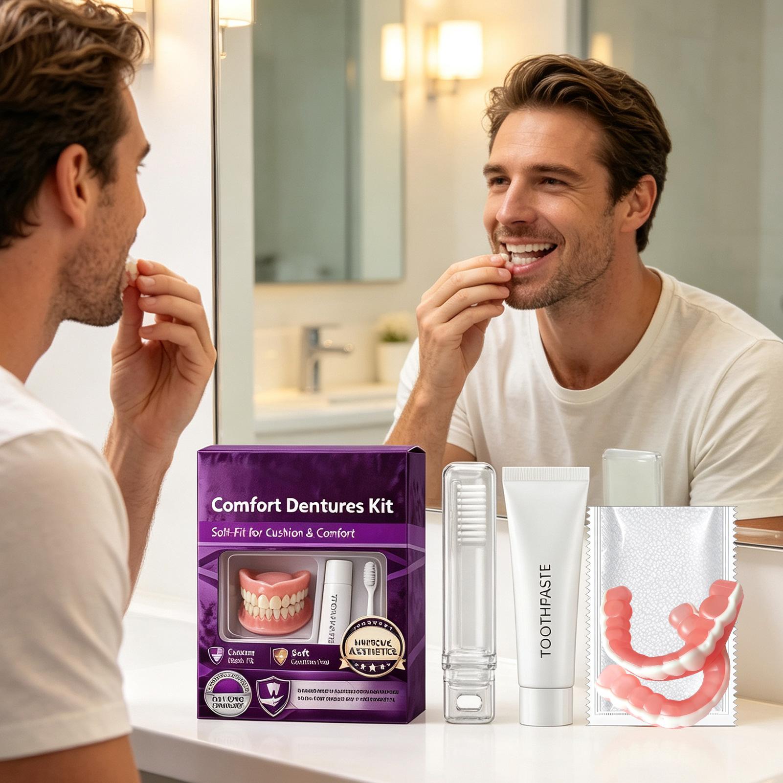 Teeth Whitening For Braces - ชุดฟันปลอมซิลิโคนธรรมชาติครบชุด ฟันปลอมบนล่าง สวมใส่สบาย ยิ้มสวยทันที ดูแลช่องปาก สำหรับผู้ชายและผู้หญิง