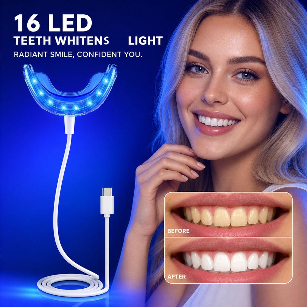 Teeth Whitening Gum - อุปกรณ์เร่งฟอกสีฟันอัจฉริยะ ไฟ LED สีฟ้าแบบพกพา ชาร์จผ่าน USB/iPhone/Android