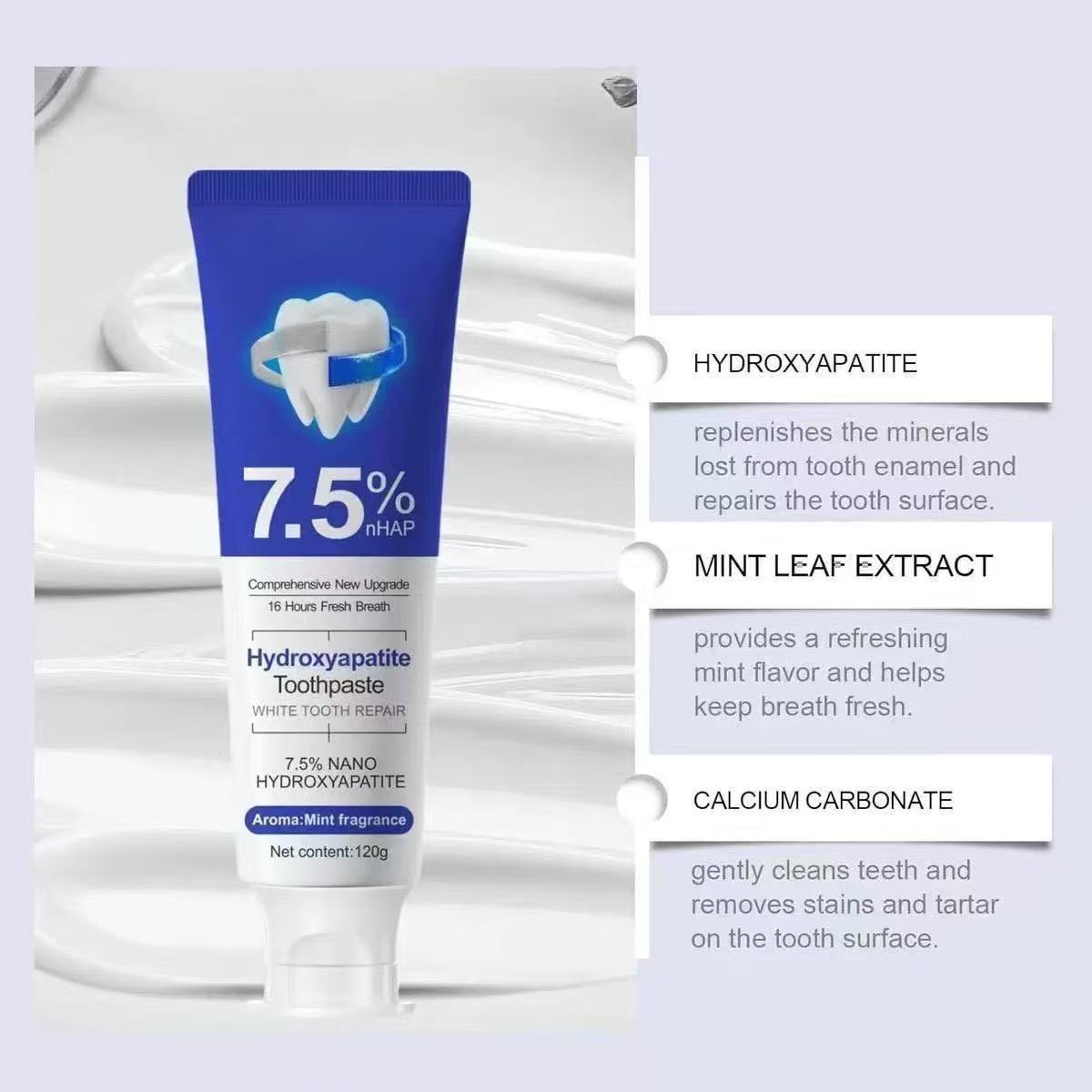 7.5%นาโนไฮดรอกซีอะพาไทต์ยาสีฟั - Teeth Whitening Treatment บทวิจารณ์และราคา