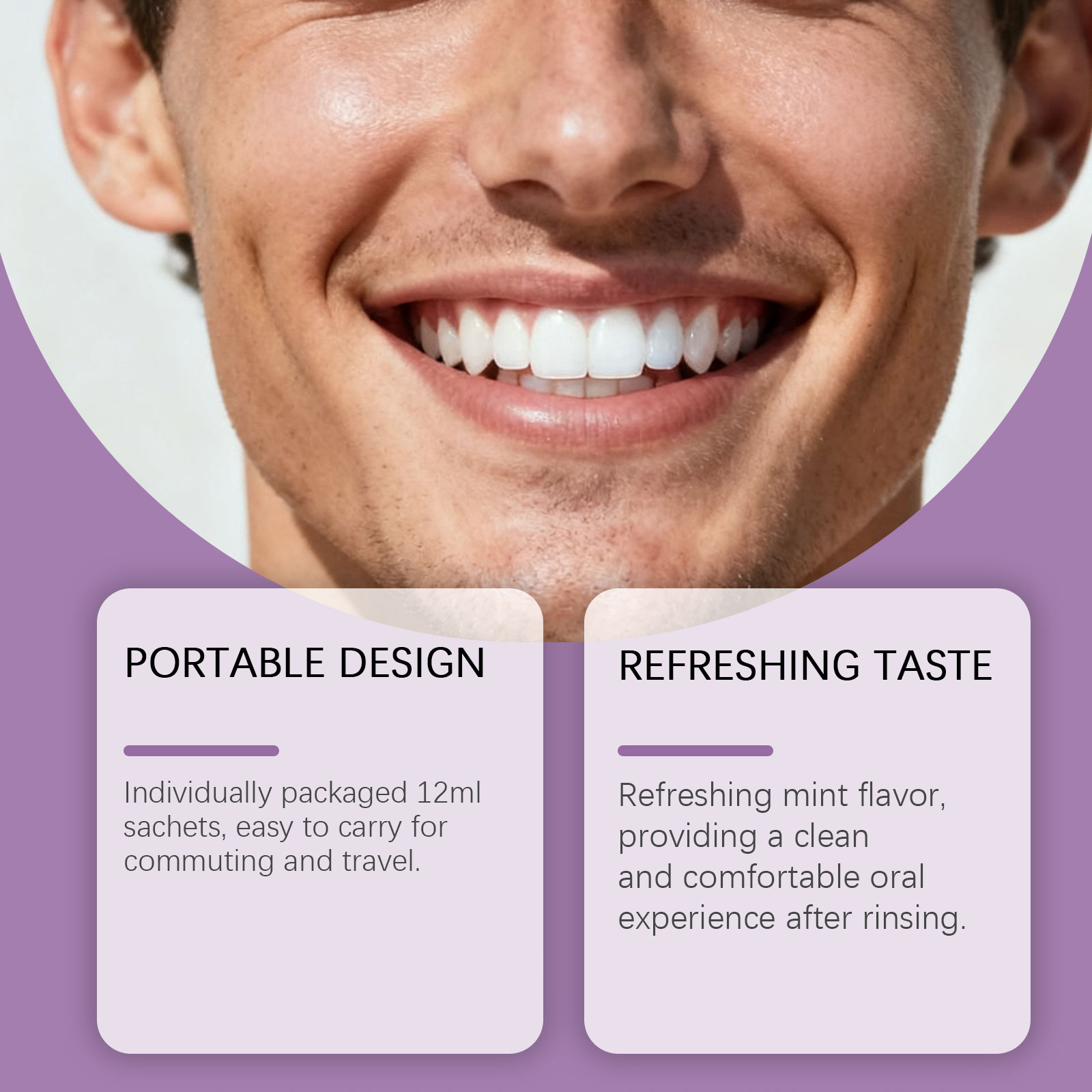 น้ำยาบ้วนปากสีม่วงสำหรับฟอกสีฟ - Teeth Whitening Gum บทวิจารณ์และราคา