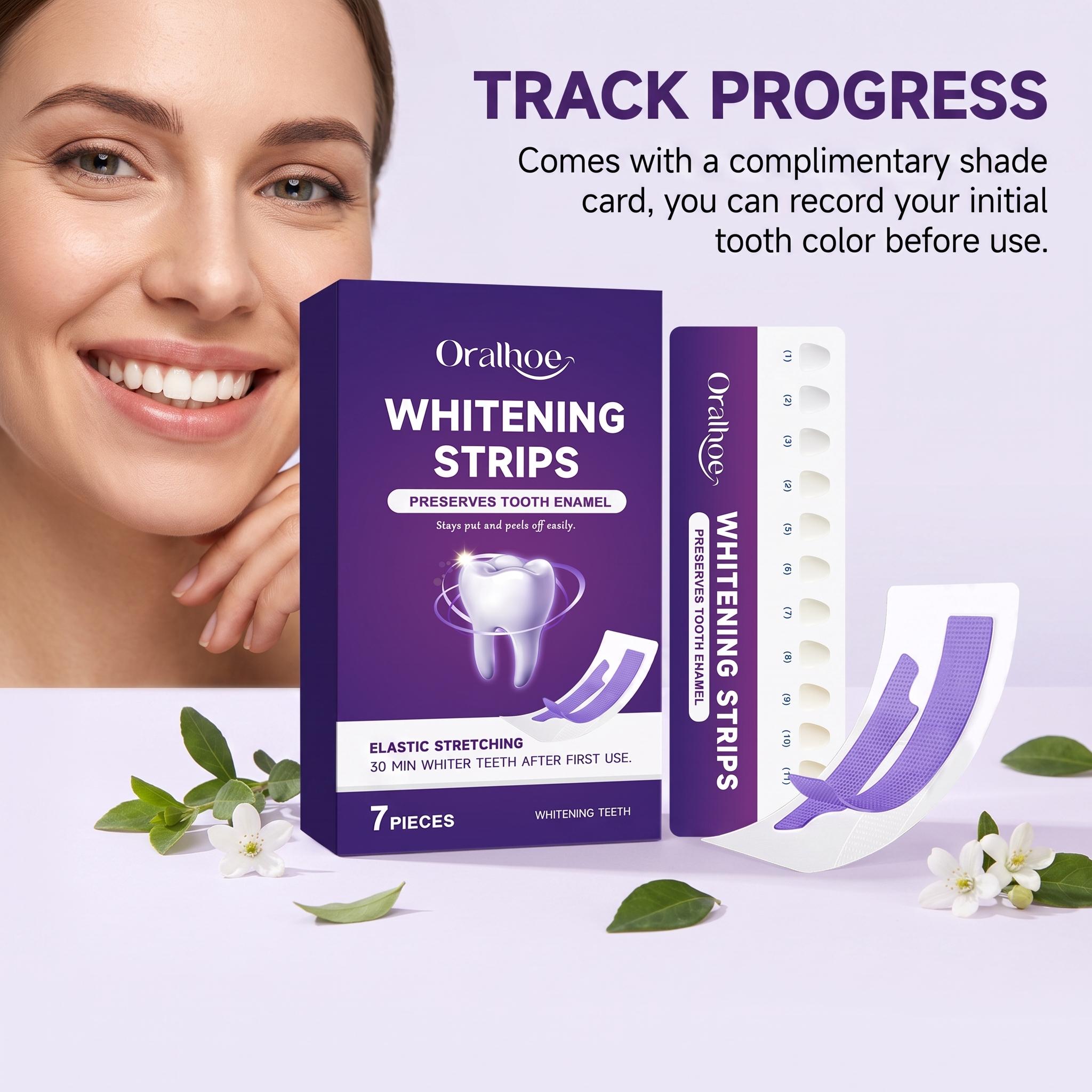 แผ่นฟอกฟันขาวสีม่วง สูตรอ่อนโย - Teeth Whitening Shade Guide บทวิจารณ์และราคา